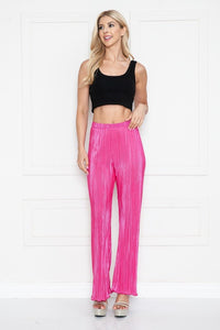 Solid Pleated Satin Relaxed Pants