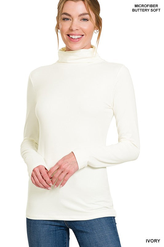 PREMIUM MICROFIBER MOCK NECK TOP