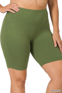 PLUS BRUSHED WIDE WAISTBAND BIKER SHORTS