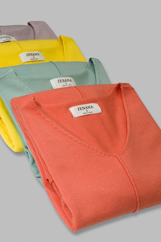PLUS HI-LOW GARMENT DYED FRONT SEAM SWEATER