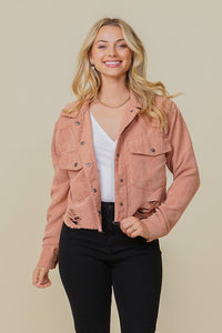 Zoey Distressed Corduroy Shacket