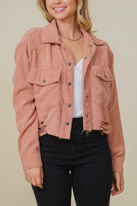 Zoey Distressed Corduroy Shacket