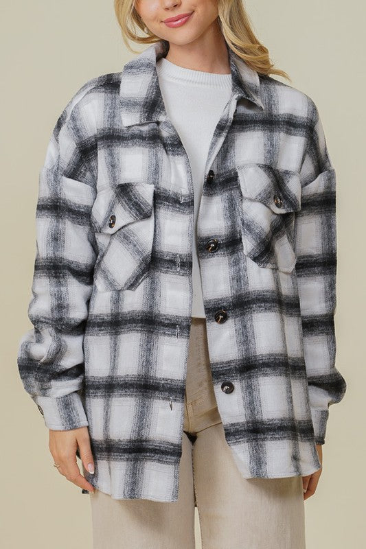 Oversized Plaid Shacket - Multi Colors