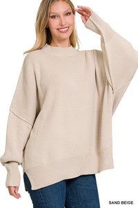 Side Slit Oversized Sweater - MULTI COLORS