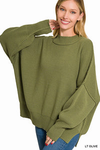 Side Slit Oversized Sweater - MULTI COLORS