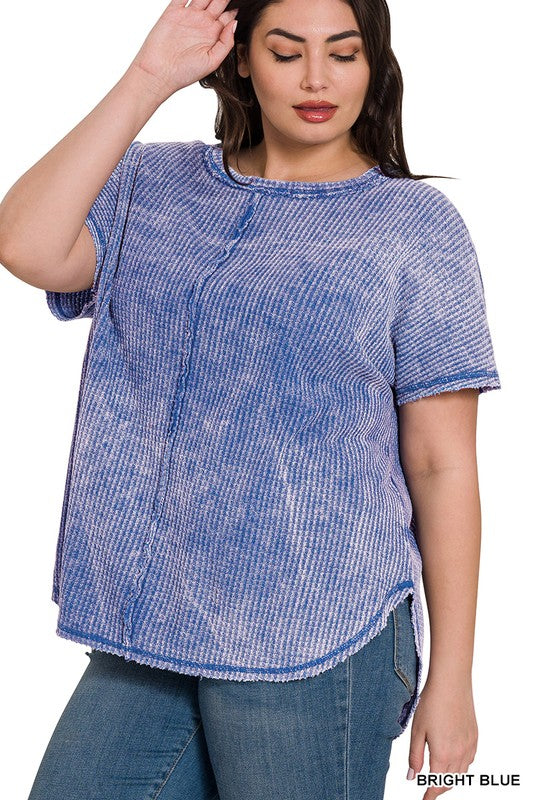 Plus Size Washed Baby Waffle Top
