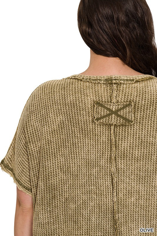 Plus Size Washed Baby Waffle Top