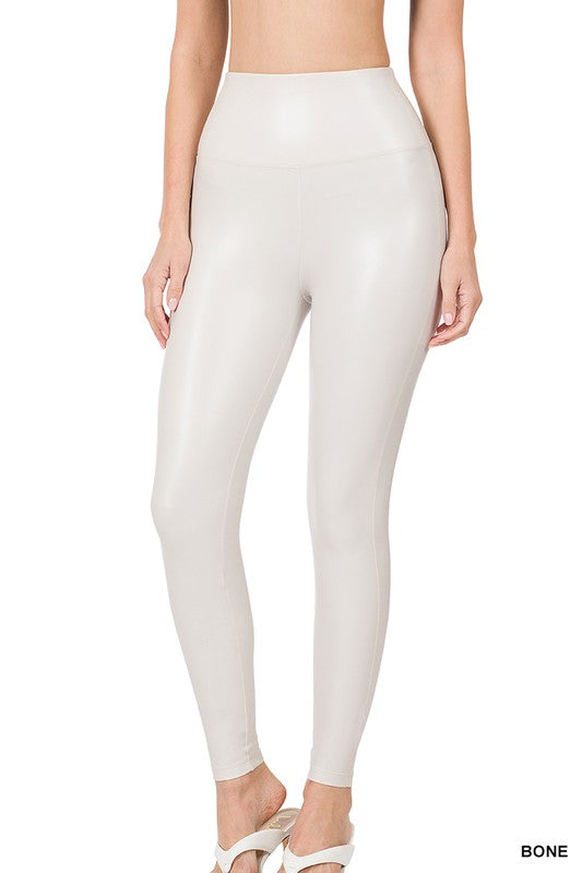 HIGH RISE FAUX LEATHER LEGGINGS