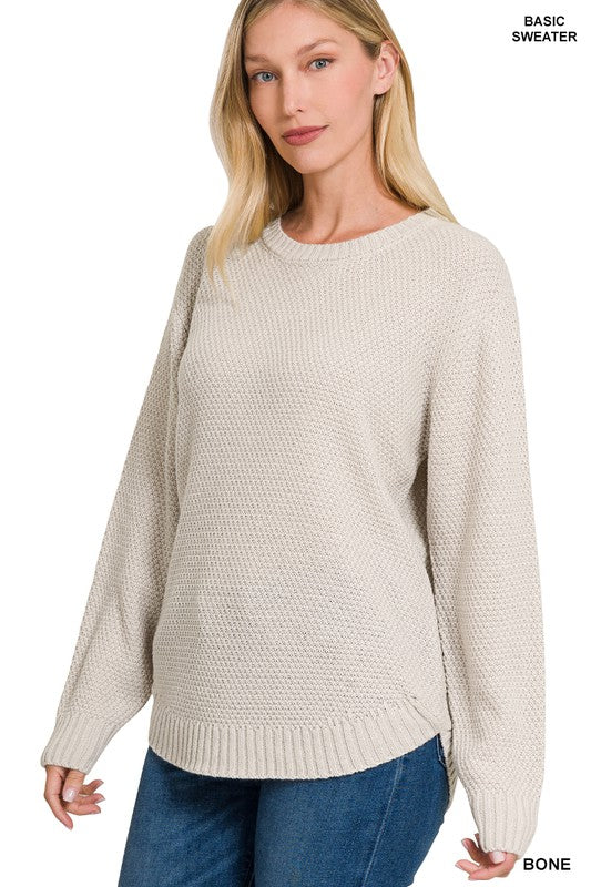 Round Neck Basic Sweater - MULT COLORS
