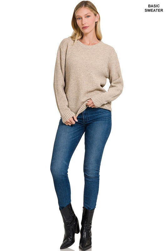 Round Neck Basic Sweater - MULT COLORS
