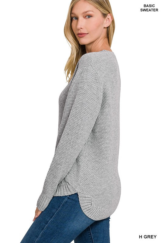 Round Neck Basic Sweater - MULT COLORS