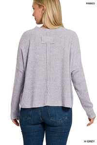 Ribbed Dolman Long Sleeve Sweater - MULTI COLORS
