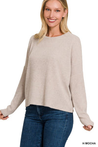 Ribbed Dolman Long Sleeve Sweater - MULTI COLORS