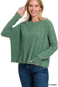 Ribbed Dolman Long Sleeve Sweater - MULTI COLORS