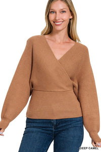 Viscose Cross Wrap Pullover Sweater