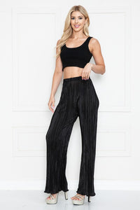 Solid Pleated Satin Relaxed Pants
