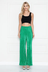 Solid Pleated Satin Relaxed Pants