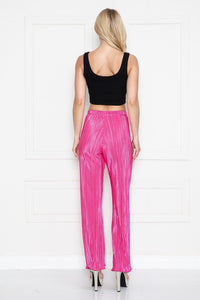 Solid Pleated Satin Relaxed Pants