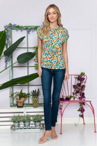 Floral Short Sleeve Knot Top