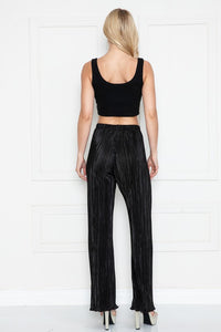 Solid Pleated Satin Relaxed Pants
