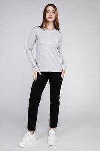 Cotton Crew Neck Long Sleeve T-Shirt