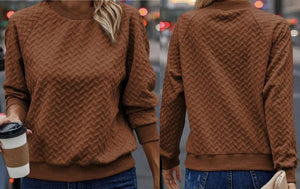 Chestnut Solid Textured Raglan Sleeve Pullover Sweatshirt Presale