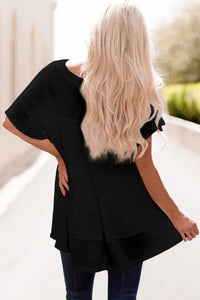 Black Contrast Studded Blouse Presale