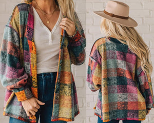 Multicolor Brushed Checked Western Buttoned Jacket Presale
