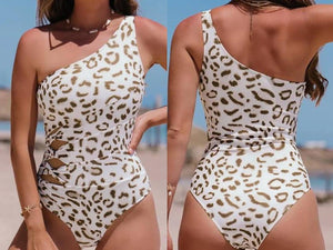 Leopard Print One Shoulder One-Piece Swimsuit Presale