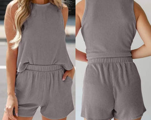 Corded Sleeveless Top and Pocketed Shorts Set Presale