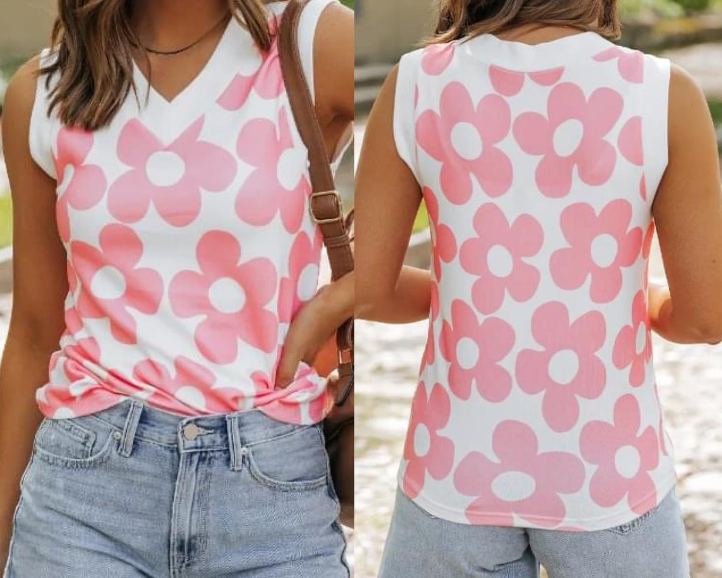 Pink Floral Knitted Tank Top Presale