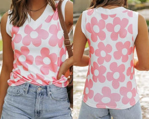 Pink Floral Knitted Tank Top Presale