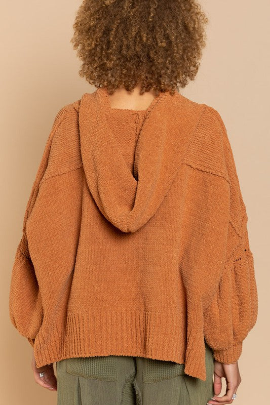 Chenille Balloon Sleeve Hoodie