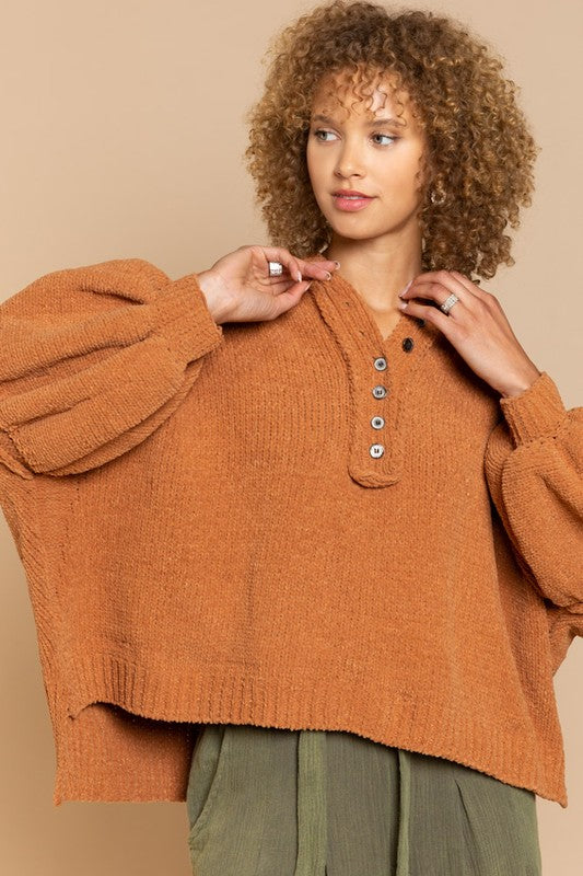 Chenille Balloon Sleeve Hoodie