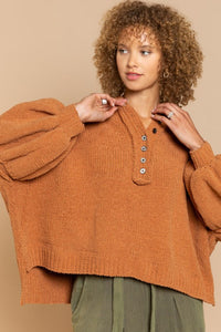 Chenille Balloon Sleeve Hoodie