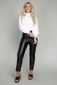 Ruffle Trim Mock Neck  Blouse