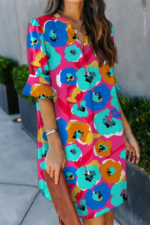 Pink Tropical Flutter Sleeve Mini Dress Presale