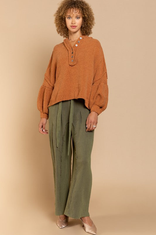 Chenille Balloon Sleeve Hoodie