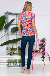 Floral Short Sleeve Knot Top