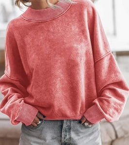 Red Drop Shoulder Pullover Sweater Presale