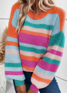Multi Color Striped Drop Shoulder Sweater Presale