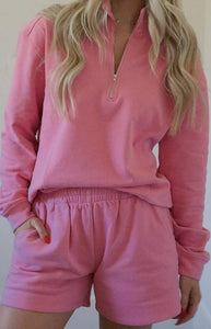 Quarter Zip Long Sleeve and Shorts Set Presale