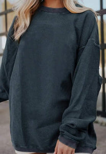Dark Grey Ribbed Corduroy Oversized Sweatshirt Presale