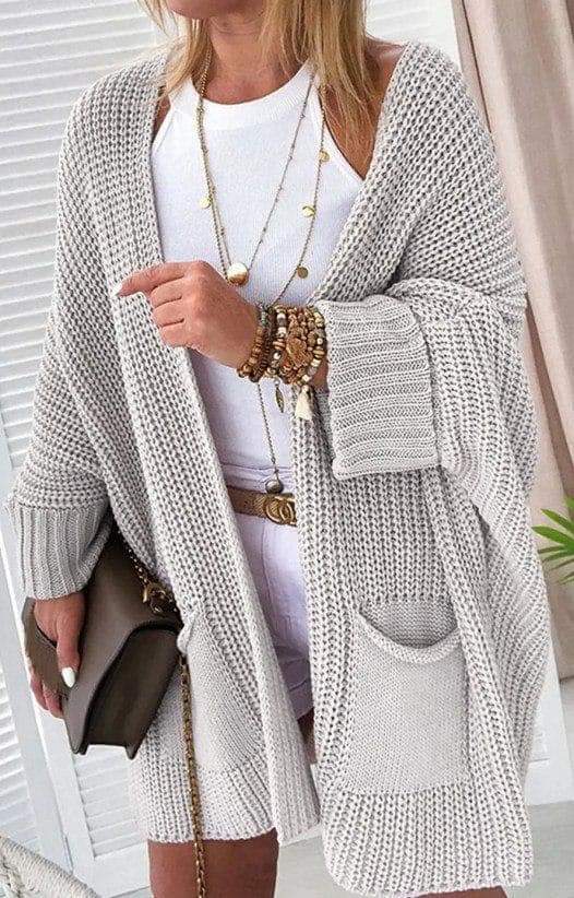 Grey Oversized Cardigan