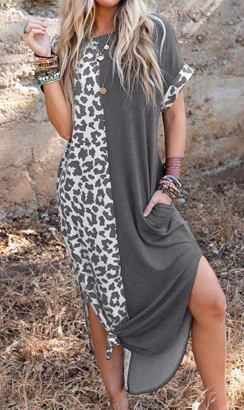 Gray Leopard TShirt Maxi Dress Presale