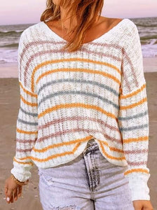 Orange Striped Knit Sweater