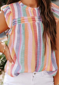Multi Color Stripe Plus Blouse