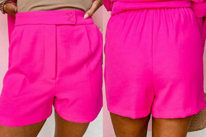 Pink Front Tailored Button Shorts Presale