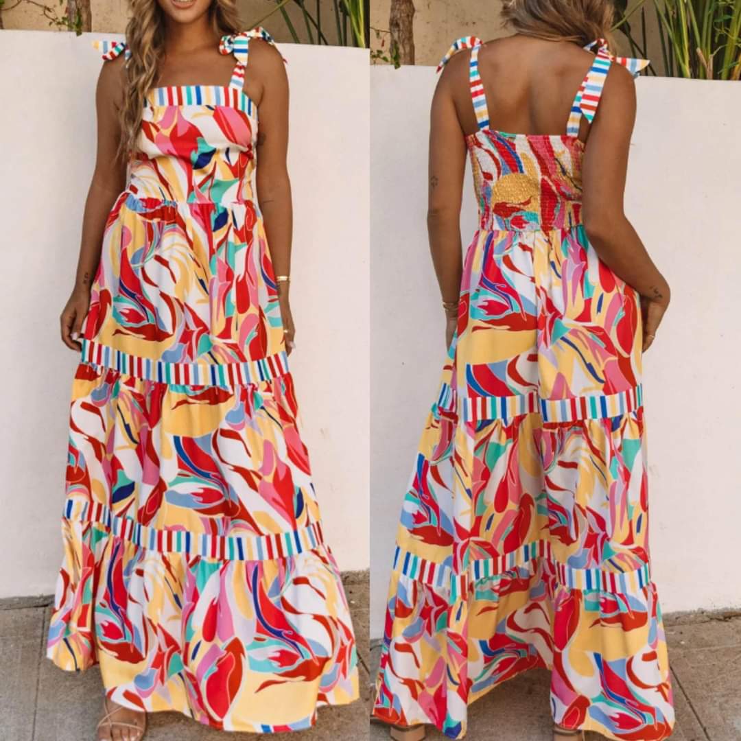 Abstract Red Boho Dress Presale