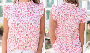 Pink Daisy Mock Neck Presale